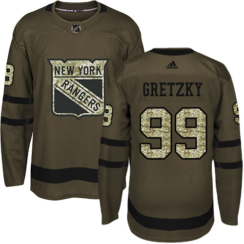 Adidas Rangers #99 Wayne Gretzky Green Salute to Service Stitched NHL Jersey - Click Image to Close